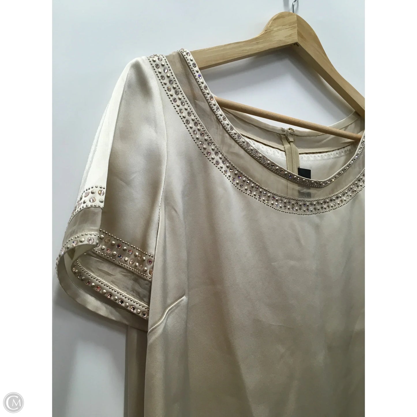 Top Short Sleeve Designer By St. John In Tan, Size: L