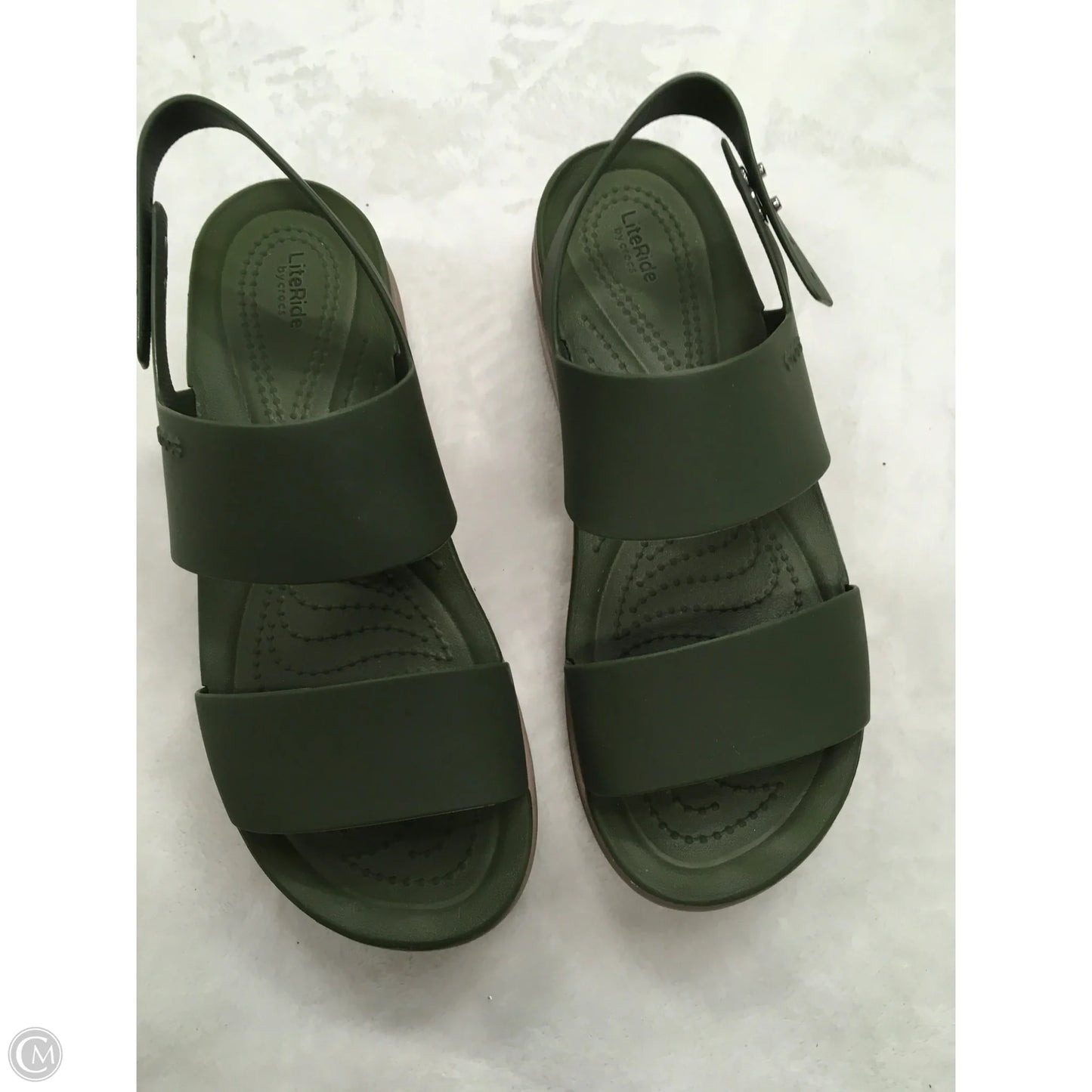 Sandals Heels Platform By Crocs In Green, Size: 8