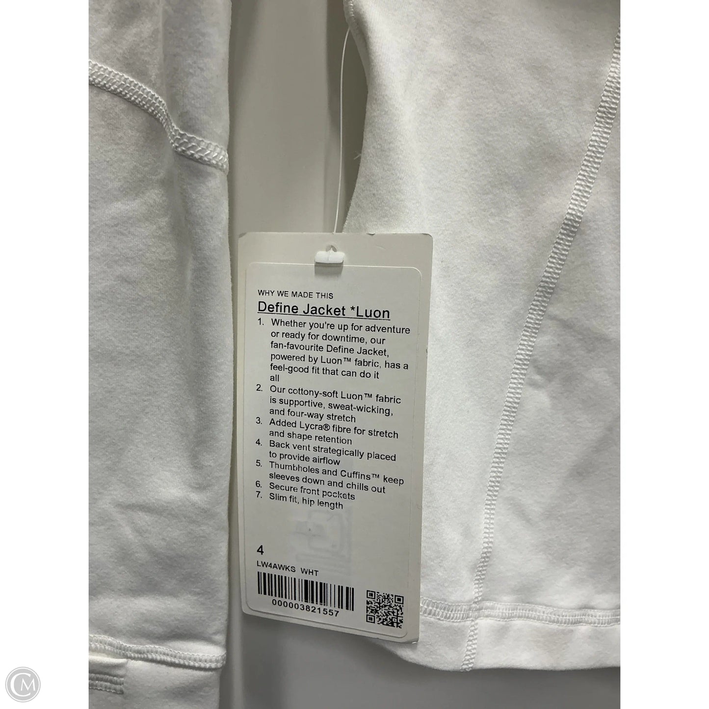 Athletic Jacket By Lululemon In White, Size: 4