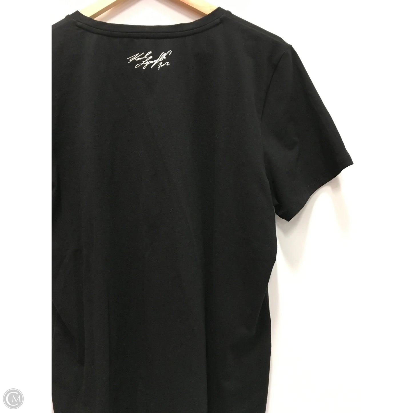 Top Short Sleeve Designer By Karl Lagerfeld In Black, Size: Xl
