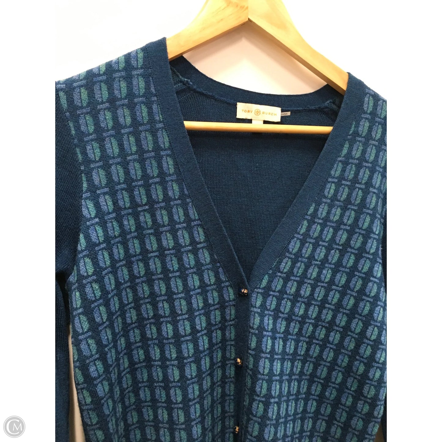 Cardigan Designer By Tory Burch In Blue, Size: M