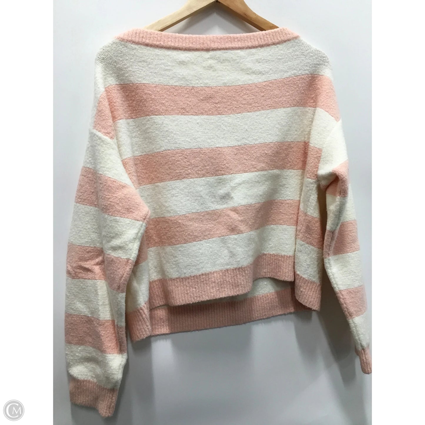 Sweater Designer By Alice + Olivia In Pink & White, Size: L