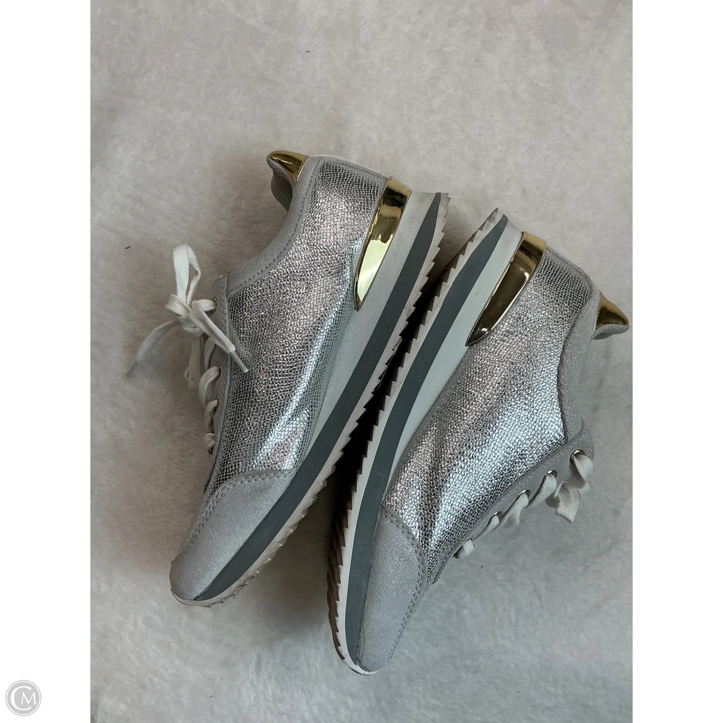Shoes Athletic By Bebe In Silver, Size: 7.5