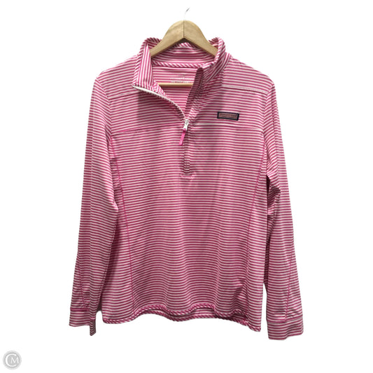 Athletic Top Long Sleeve Collar By Vineyard Vines In Pink & White, Size: L
