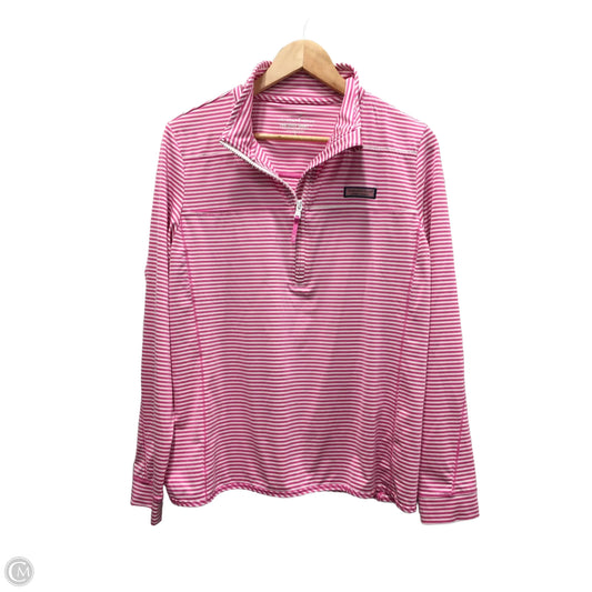 Athletic Top Long Sleeve Collar By Vineyard Vines In Pink & White, Size: L