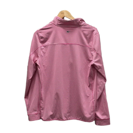 Athletic Top Long Sleeve Collar By Vineyard Vines In Pink & White, Size: L