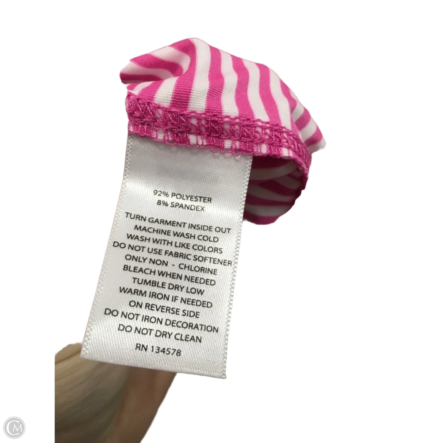 Athletic Top Long Sleeve Collar By Vineyard Vines In Pink & White, Size: L