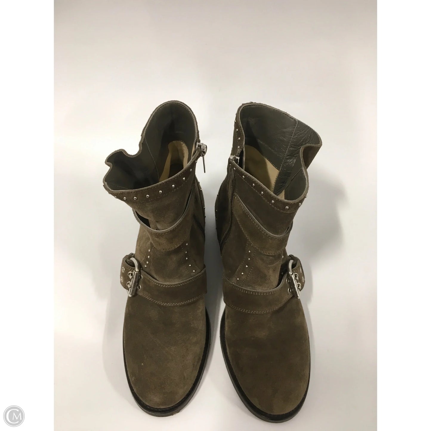 Boots Luxury Designer By Jimmy Choo In Taupe, Size: 7