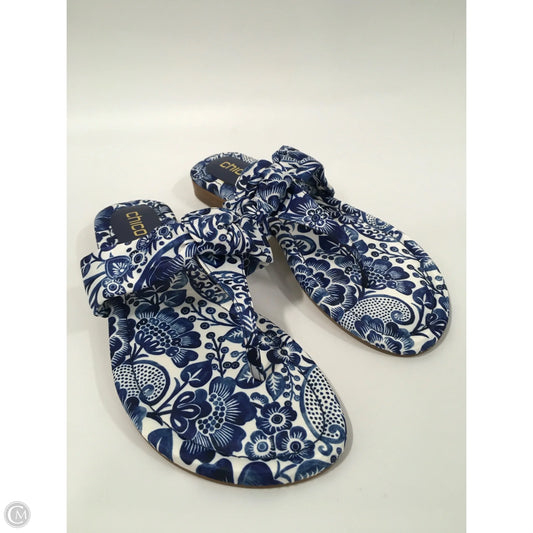 Sandals Flats By Chicos In Blue & White, Size: 9
