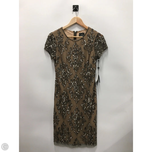 Dress Party Short By Adrianna Papell In Silver & Tan, Size: 4