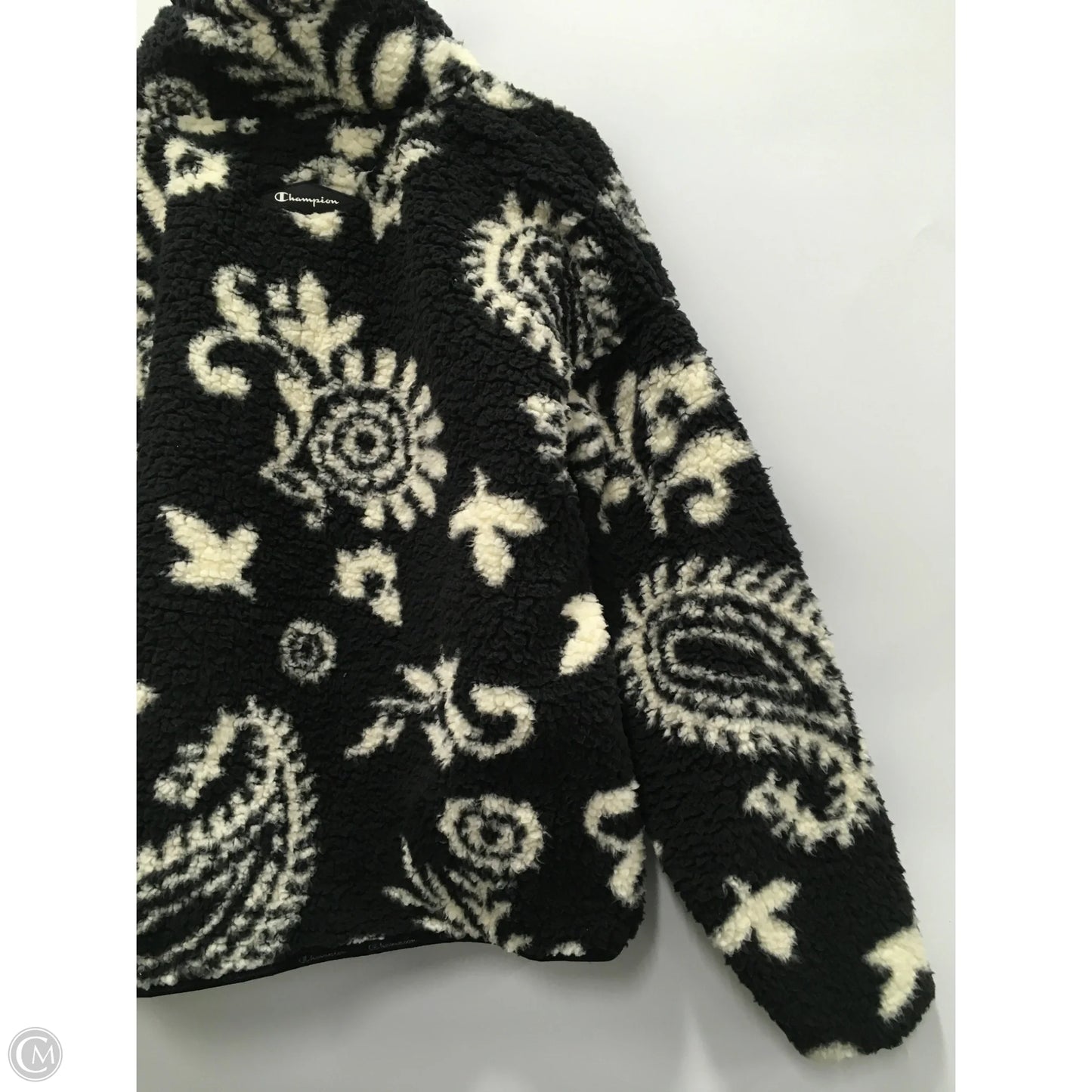 Sweatshirt Collar By Champion In Black & White, Size: L