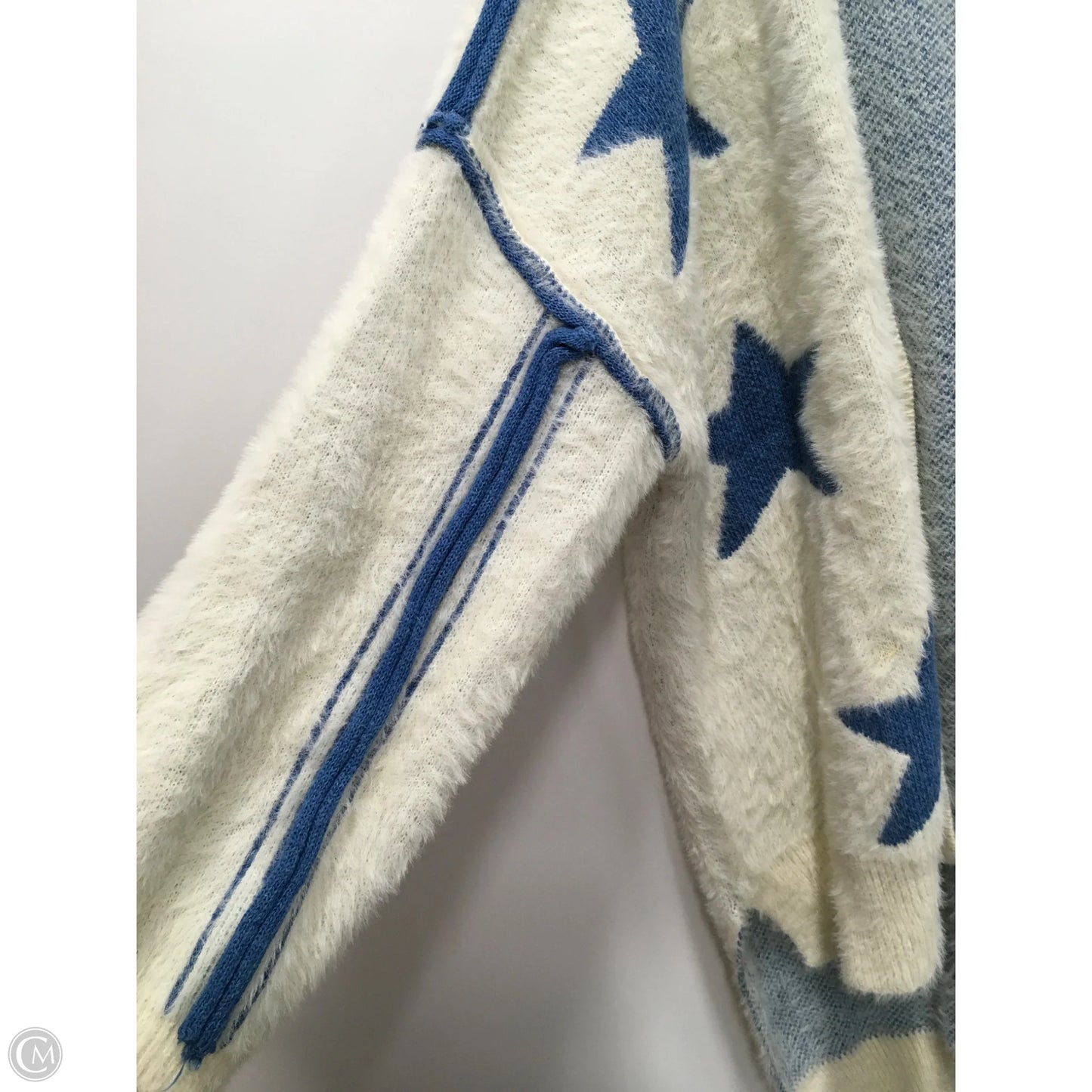 Sweater Cardigan By Pol In Blue & White, Size: M