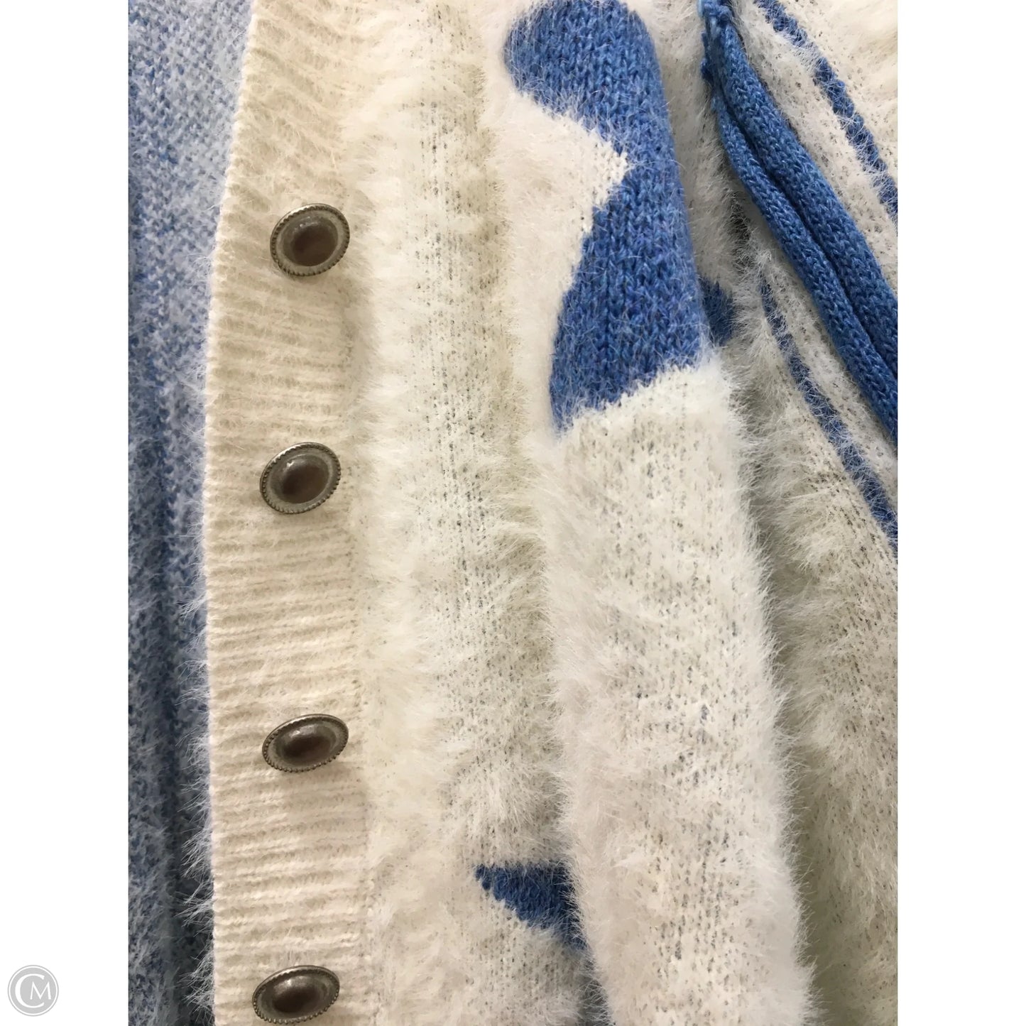 Sweater Cardigan By Pol In Blue & White, Size: M