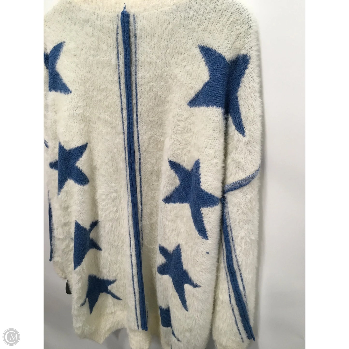 Sweater Cardigan By Pol In Blue & White, Size: M
