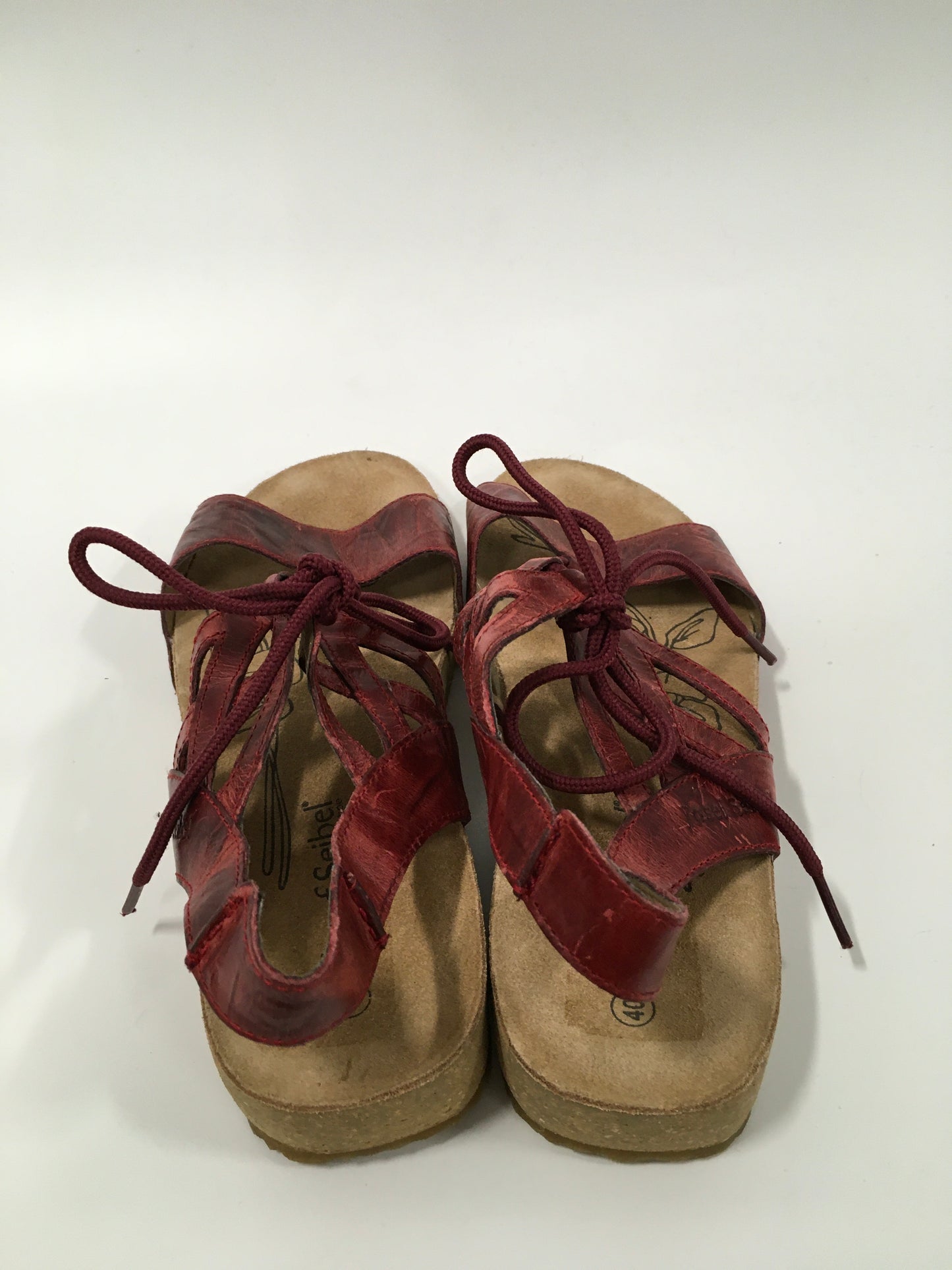 Red Sandals Flats Josef Seibel, Size 10