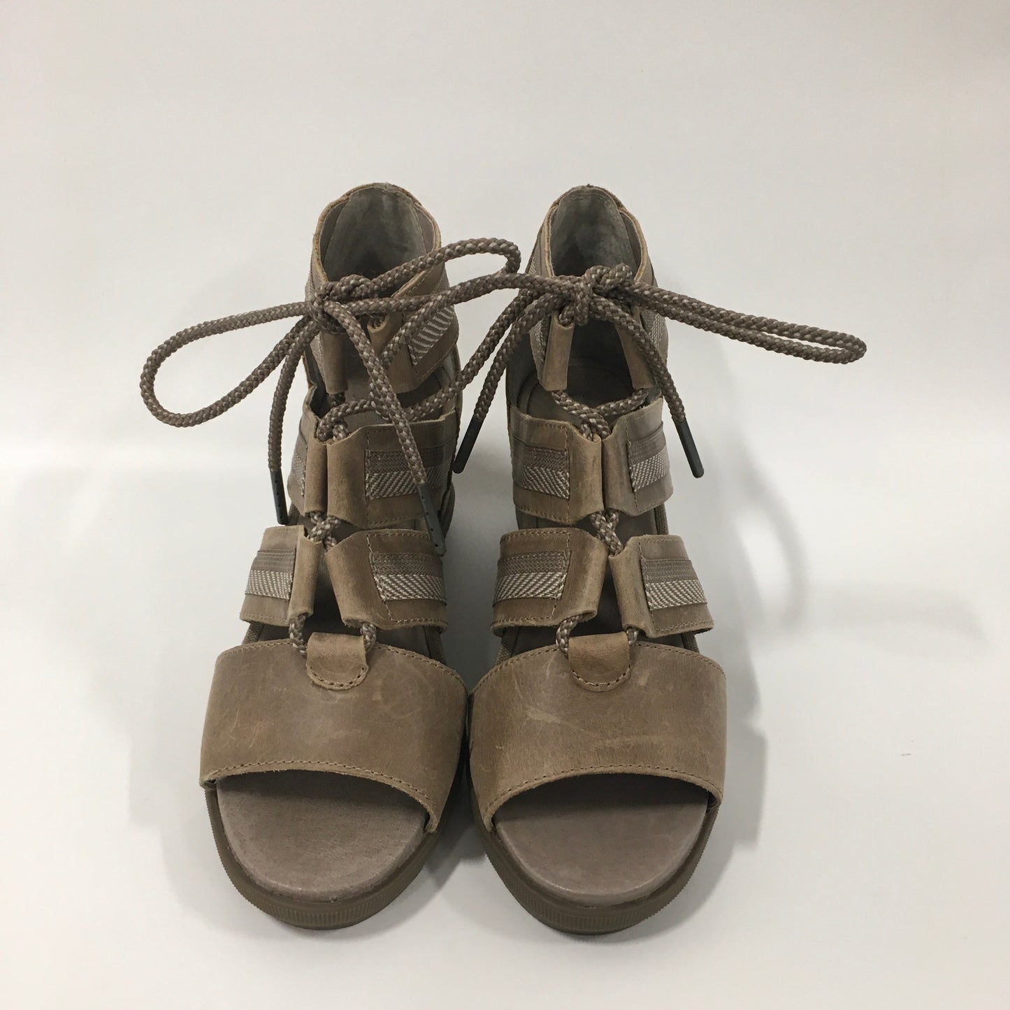 Tan Sandals Heels Wedge Sorel, Size 8