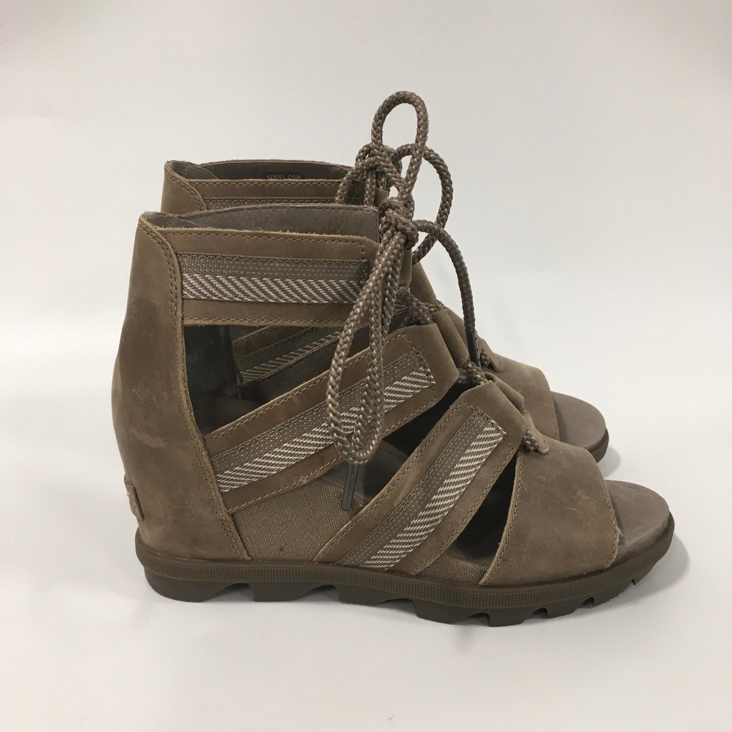 Tan Sandals Heels Wedge Sorel, Size 8