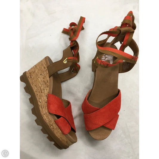 Sandals Heels Platform By Sorel In Orange, Size: 8