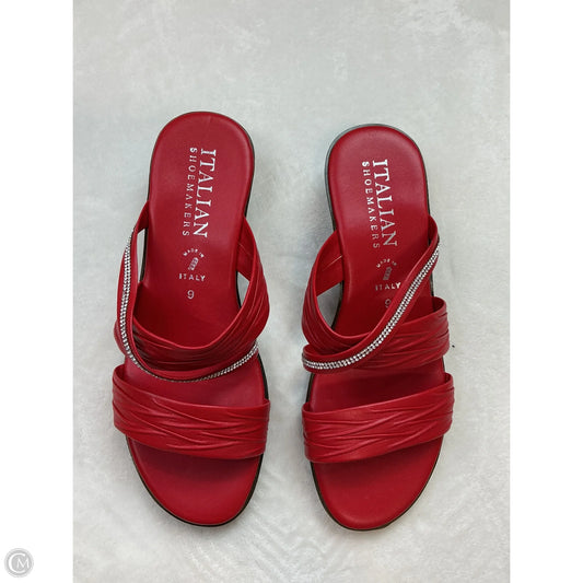 Sandals Heels Wedge By Italian Shoemakers In Red, Size: 9