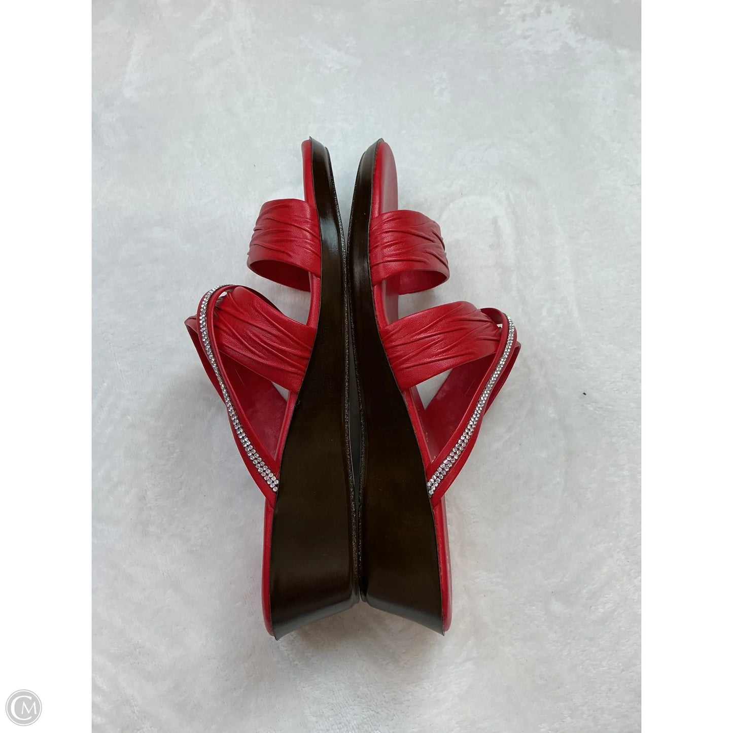 Sandals Heels Wedge By Italian Shoemakers In Red, Size: 9