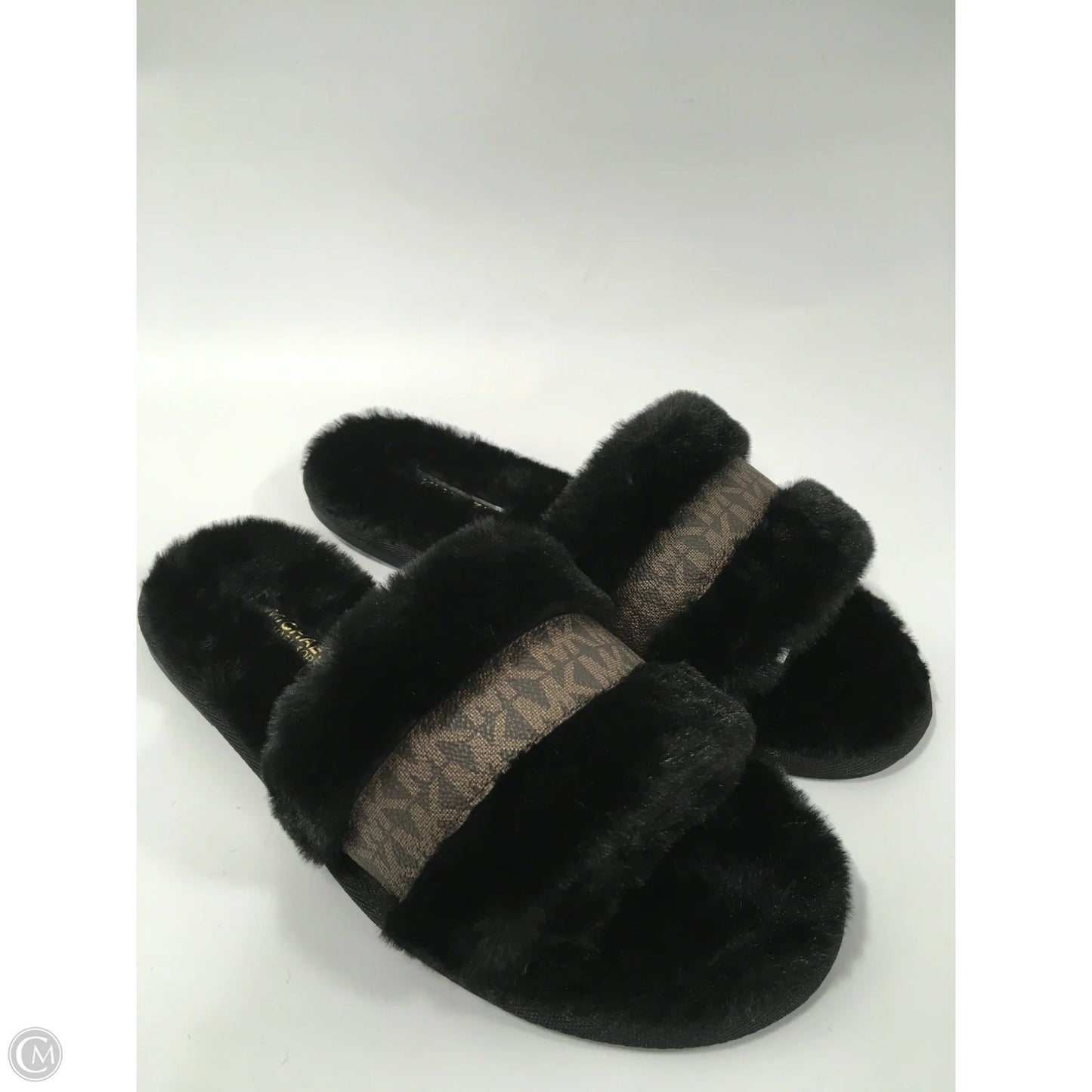 Slippers Designer By Michael Kors In Black, Size: 9