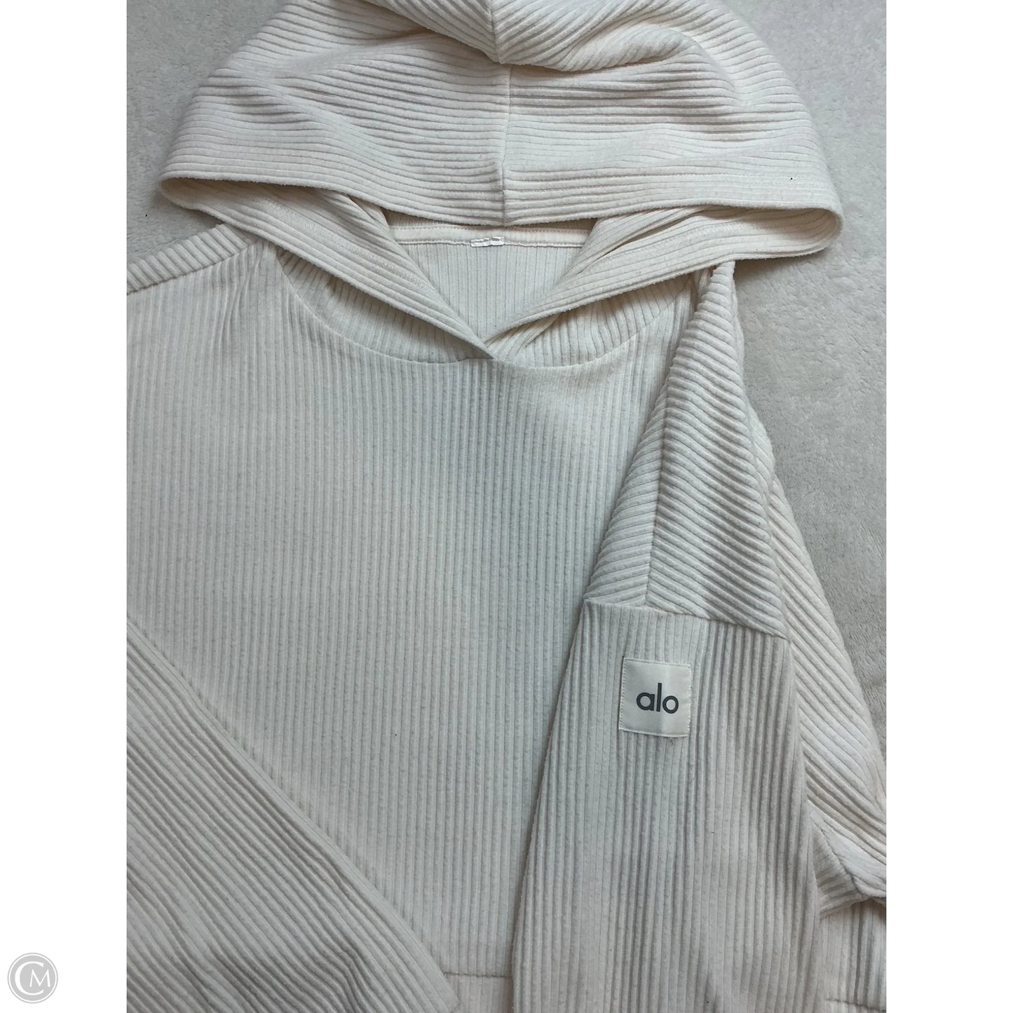 Sweatshirt Hoodie By Alo In Cream, Size: M