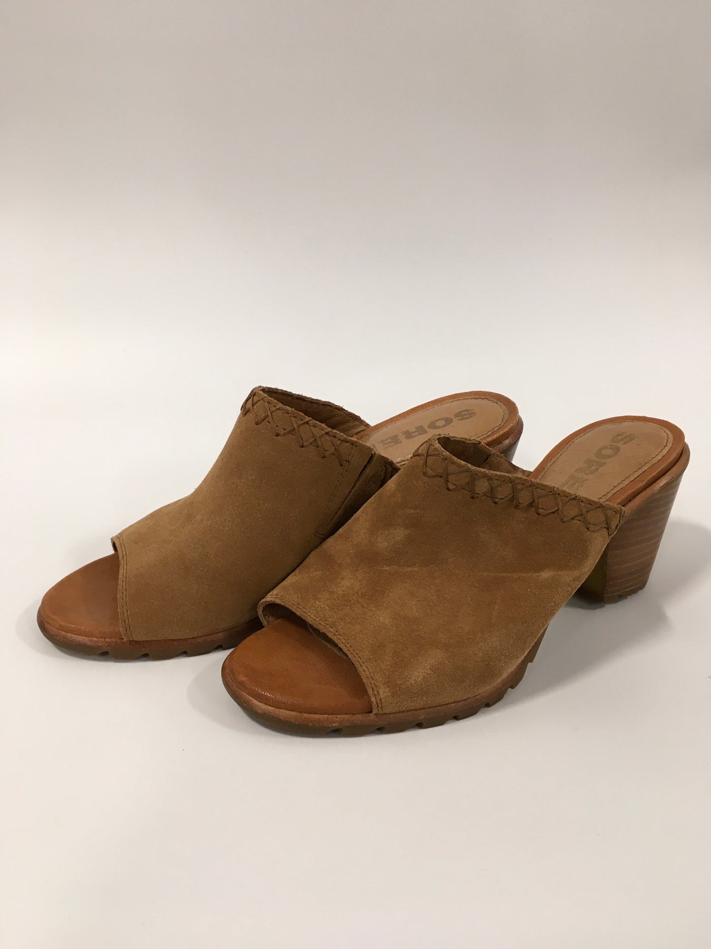 Tan Shoes Heels Block Sorel, Size 7.5