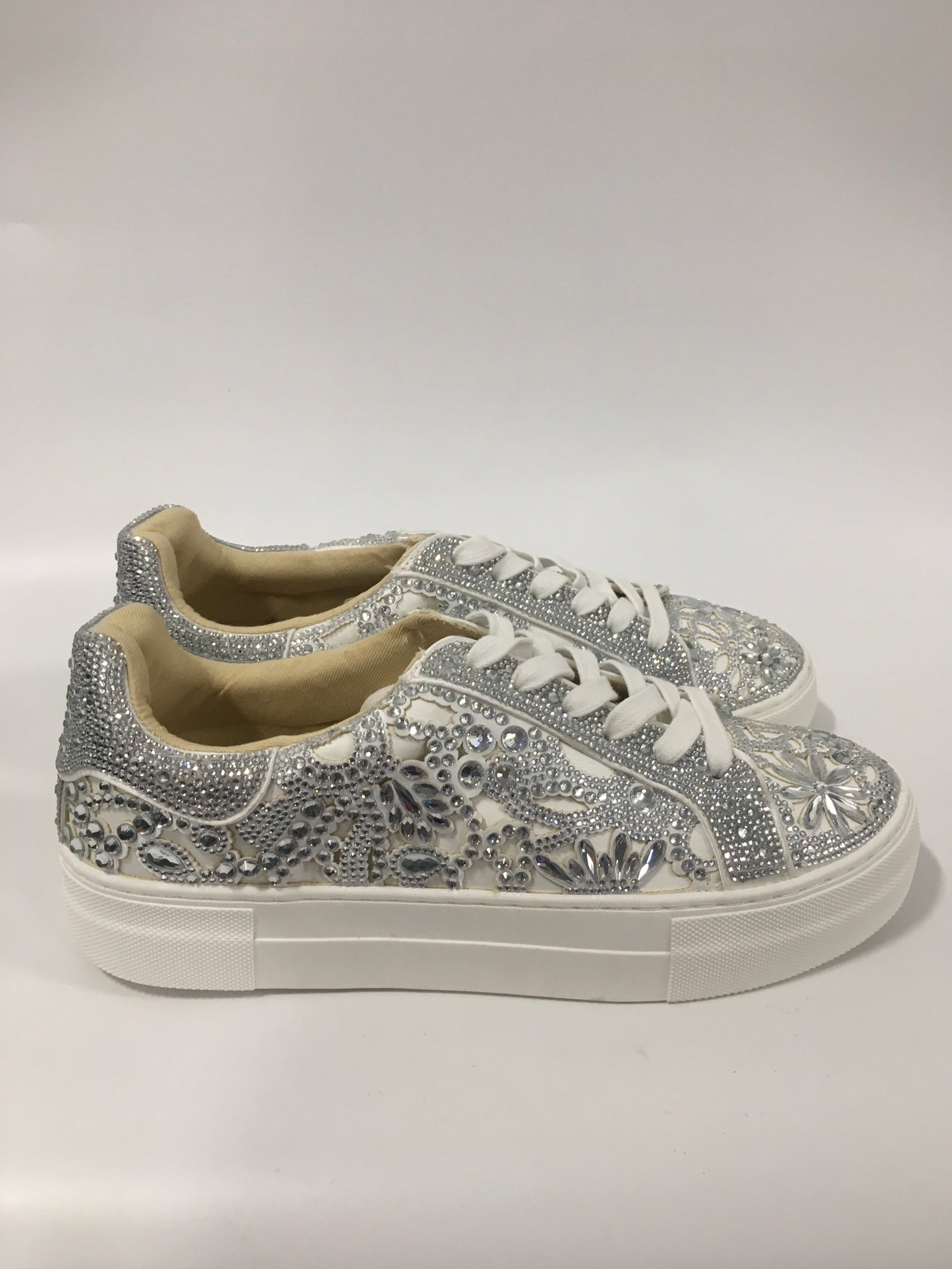 Shoes Sneakers By Betsey Johnson In Silver, Size: 8.5