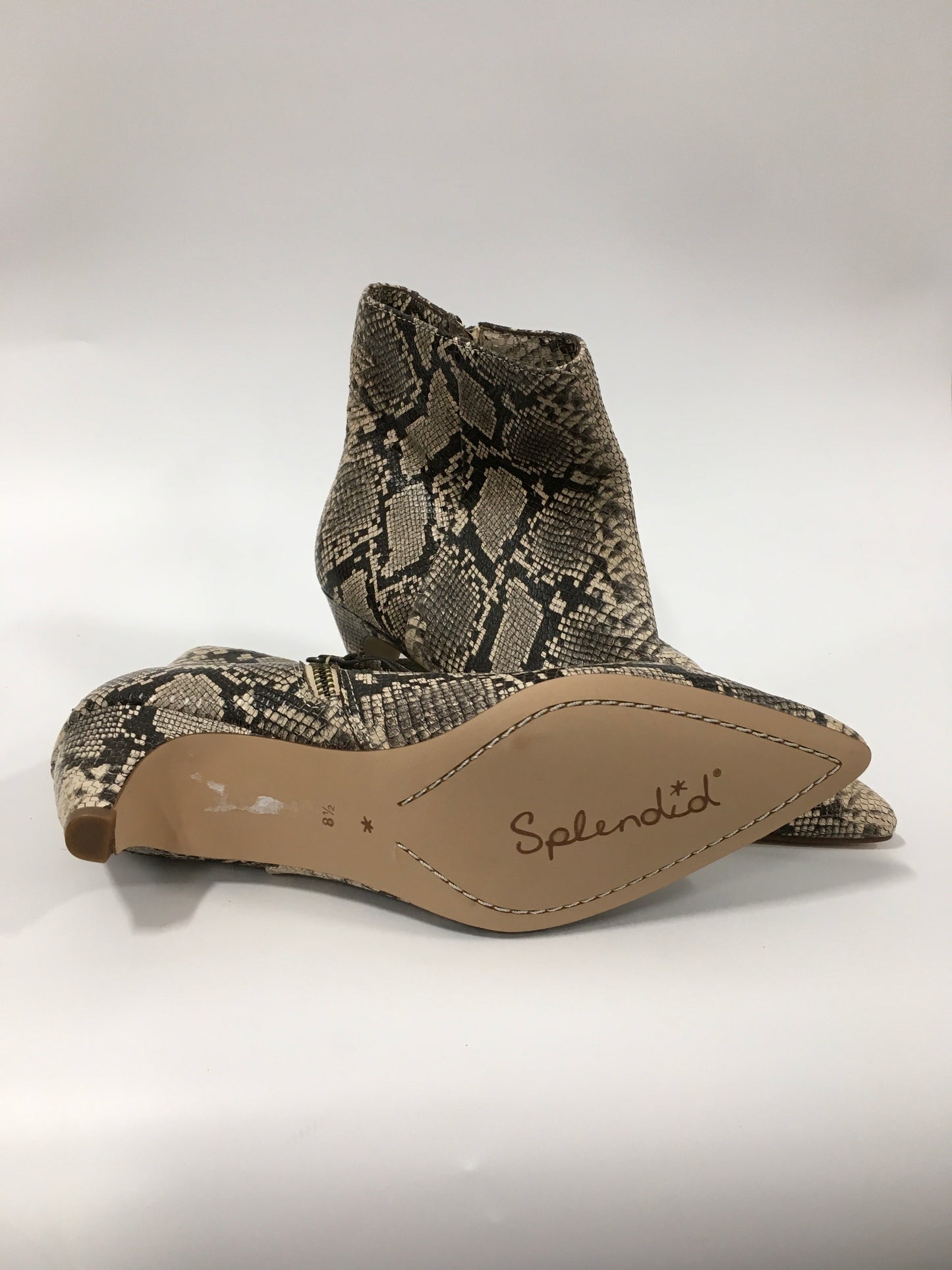 Snakeskin Print Boots Ankle Heels Splendid, Size 8.5