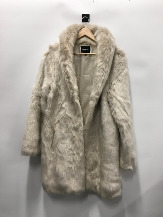 Coat Faux Fur & Sherpa By Express In Beige, Size: L