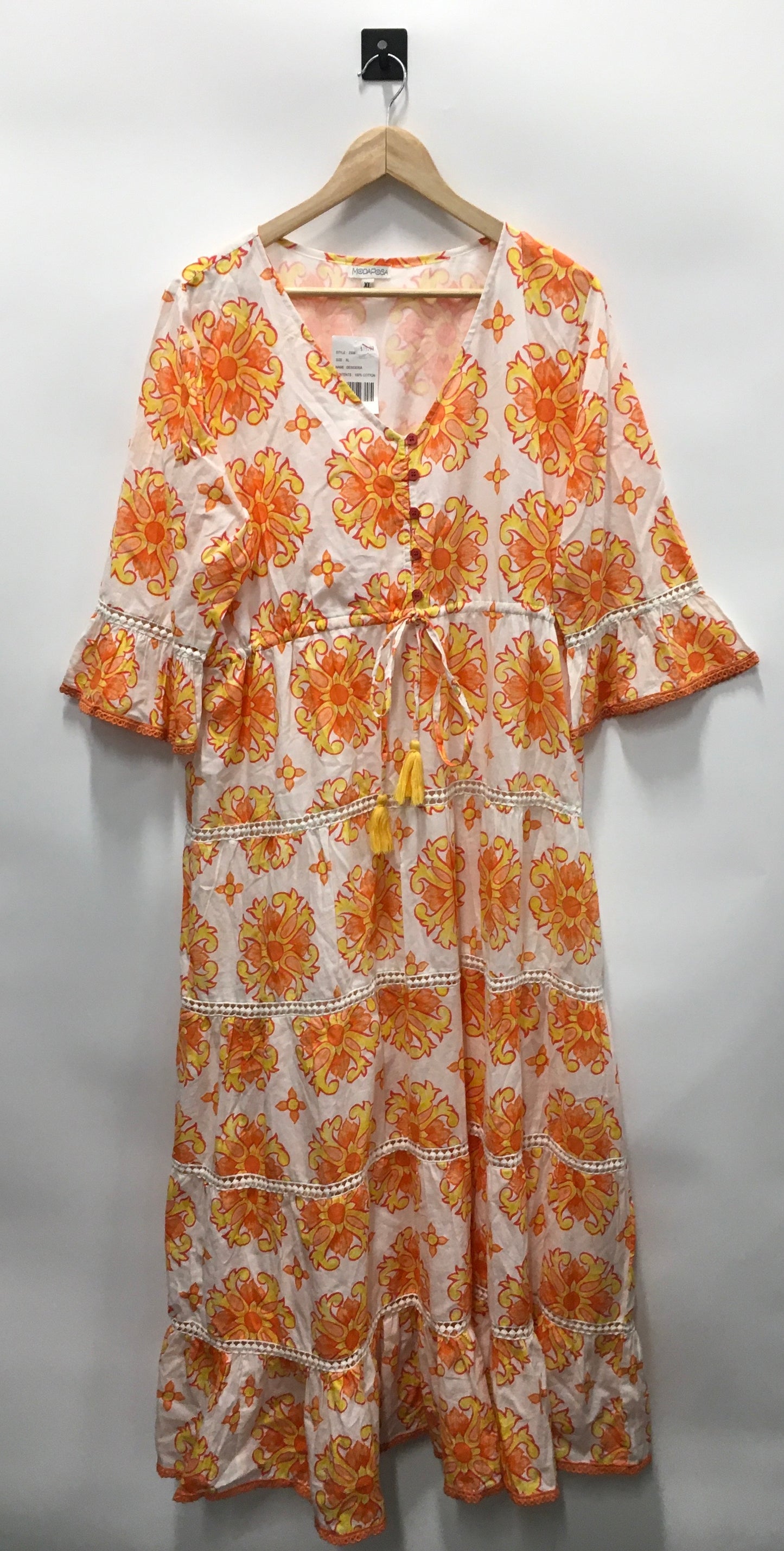 Dress Casual Maxi By Moda Posa In Orange, Size: Xl