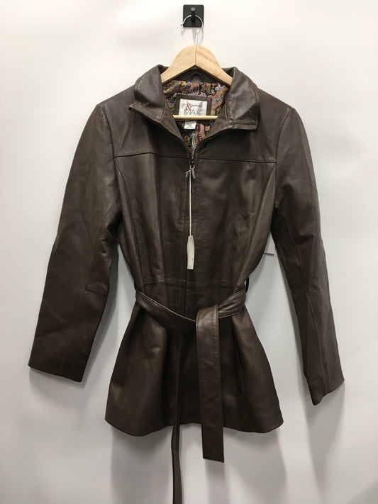 Jacket Leather By Clothes Mentor In Brown, Size: M