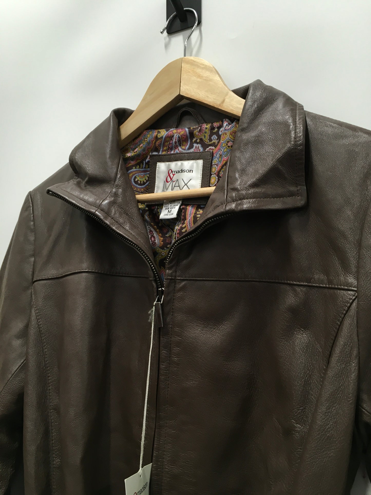 Jacket Leather By Clothes Mentor In Brown, Size: M