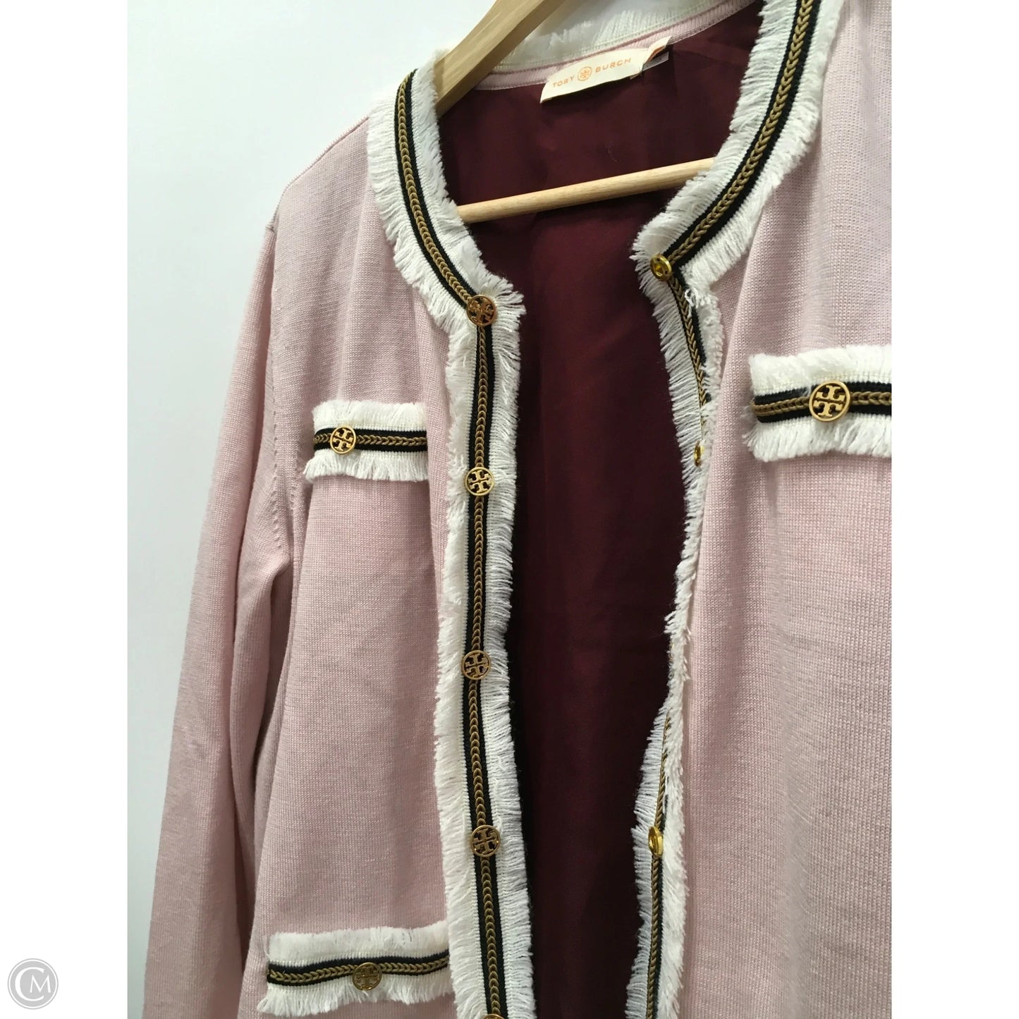 Blazer Designer By Tory Burch In Pink, Size: L