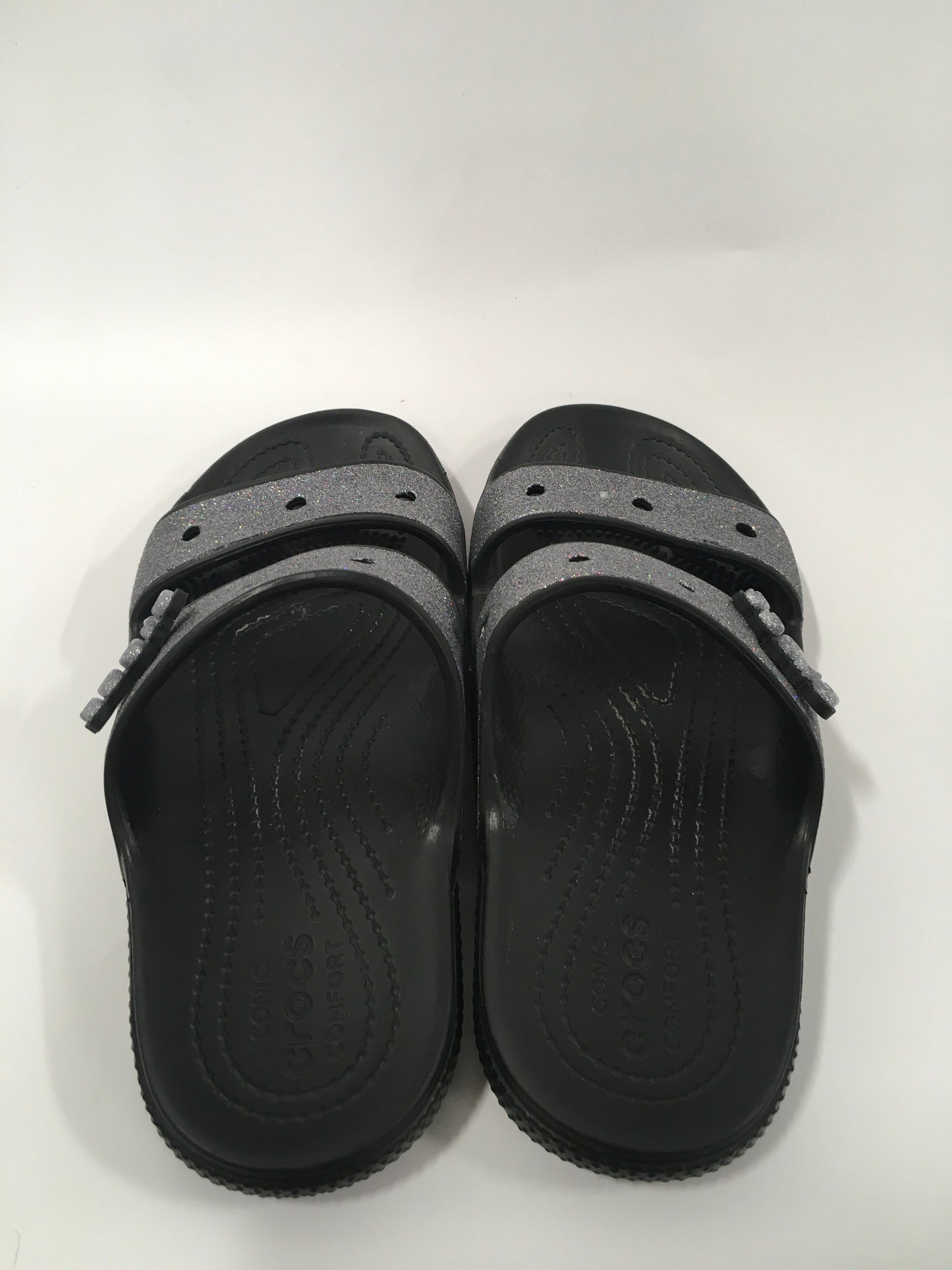 Silver Sandals Flats Crocs, Size 6