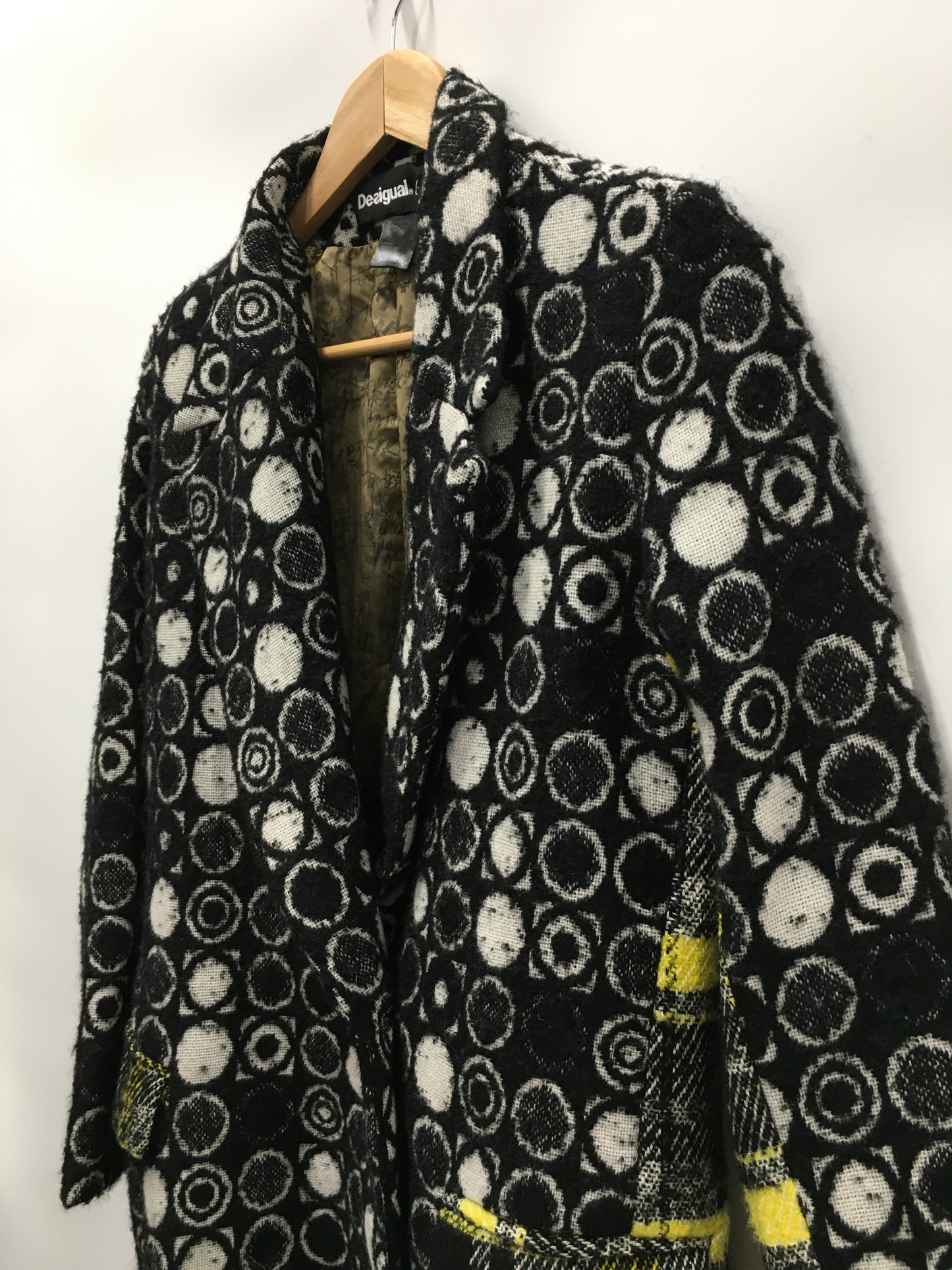 Black White Coat Wool Desigual, Size L