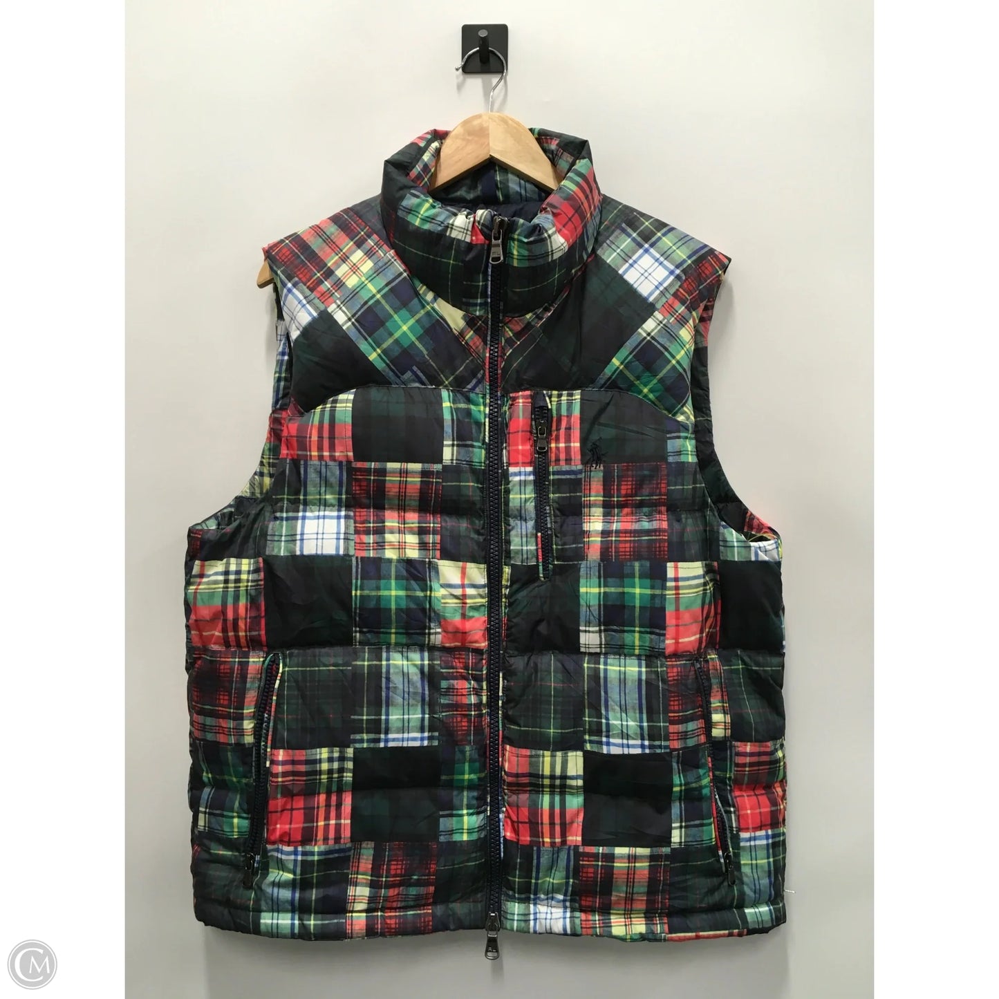 Vest Puffer & Quilted By Polo Ralph Lauren In Plaid Pattern, Size: L
