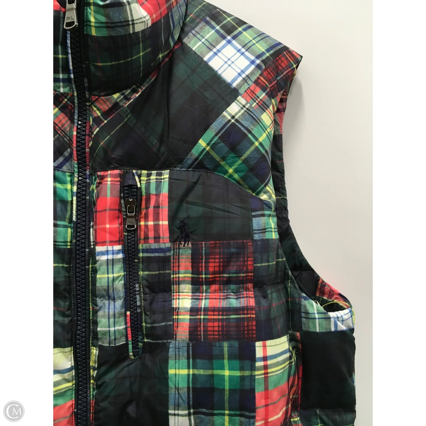 Vest Puffer & Quilted By Polo Ralph Lauren In Plaid Pattern, Size: L