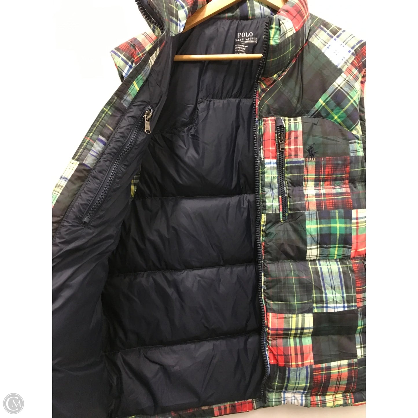 Vest Puffer & Quilted By Polo Ralph Lauren In Plaid Pattern, Size: L