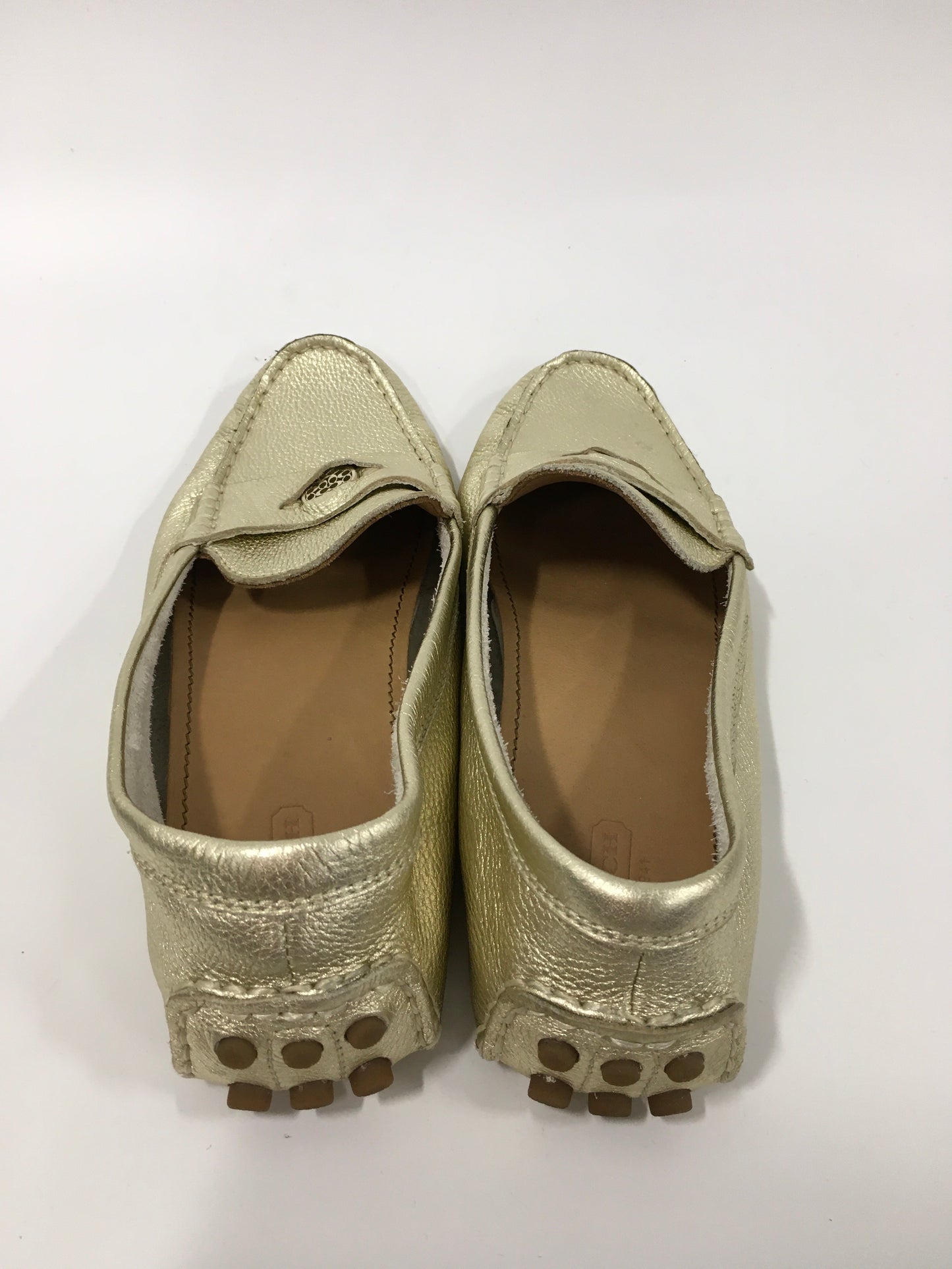 Gold Shoes Flats Loafer Oxford Coach, Size 8