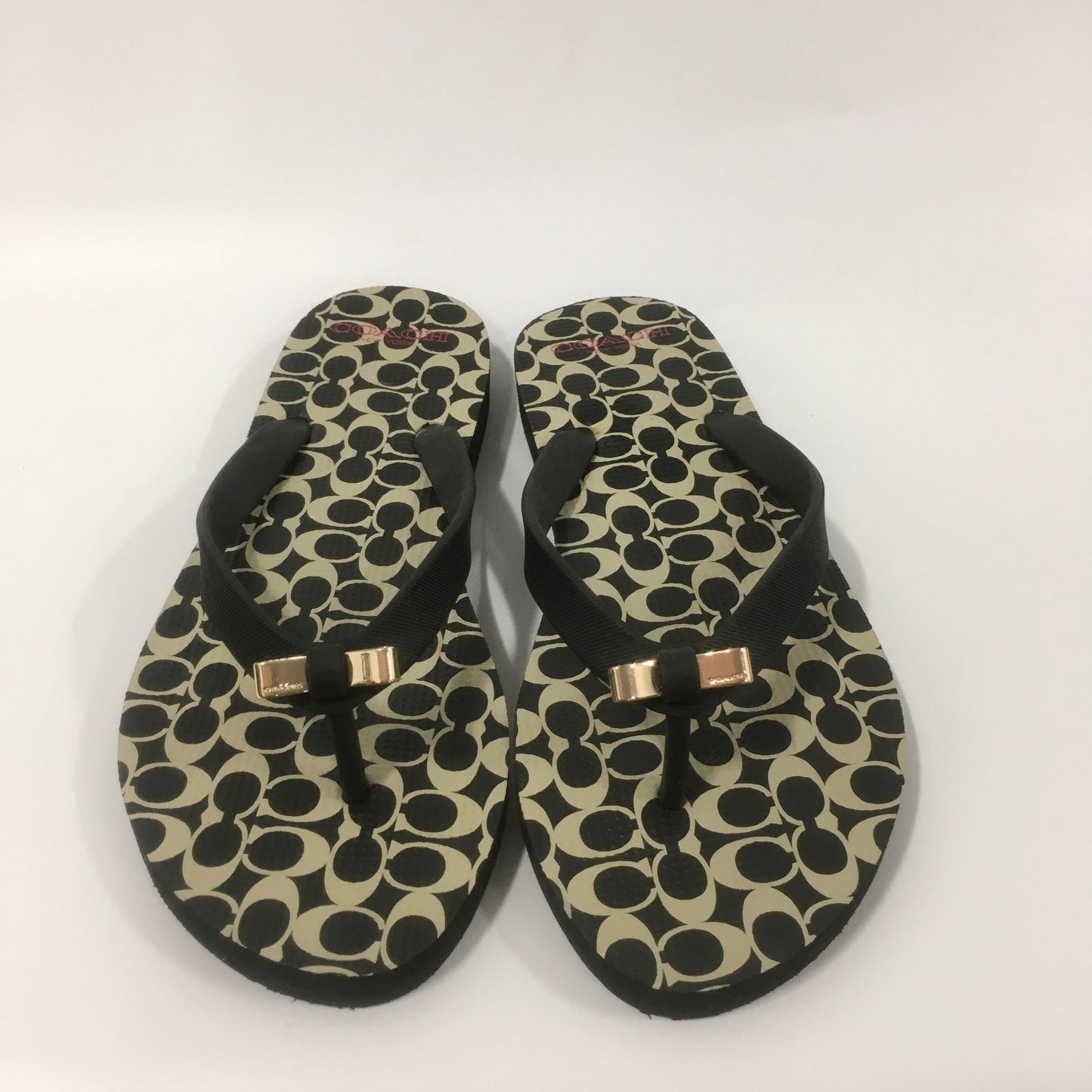 Black Sandals Flip Flops Coach, Size 7