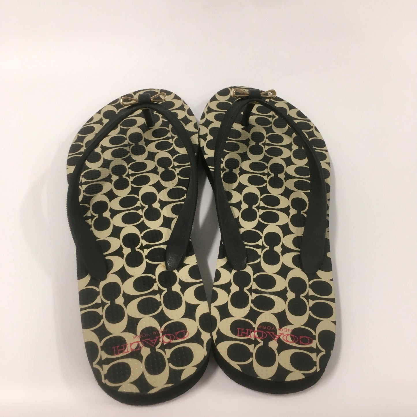 Black Sandals Flip Flops Coach, Size 7