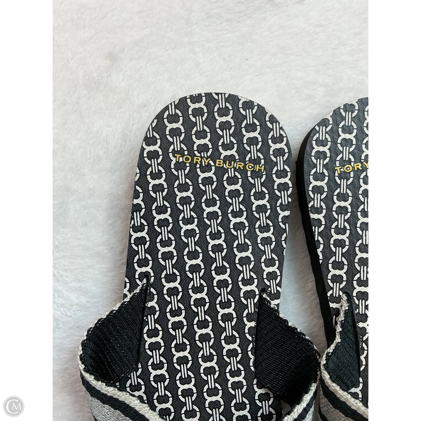Sandals Designer By Tory Burch In Black & Cream, Size: 11