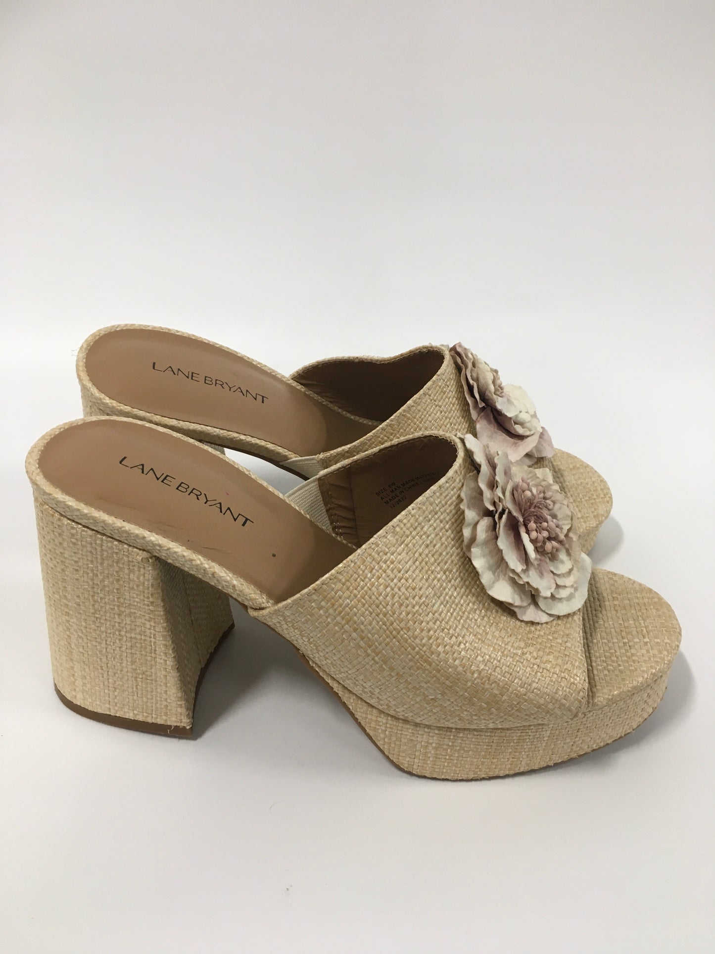 Tan Shoes Heels Block Lane Bryant, Size 8