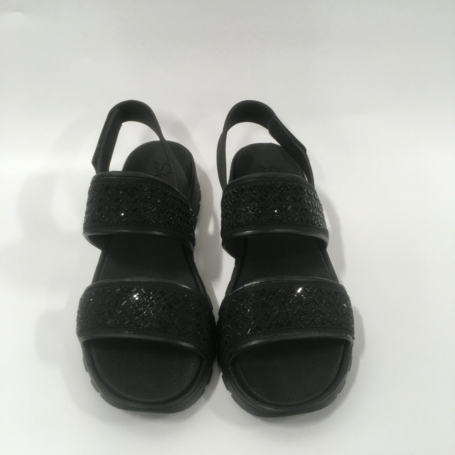 Black Sandals Flats Skechers, Size 9