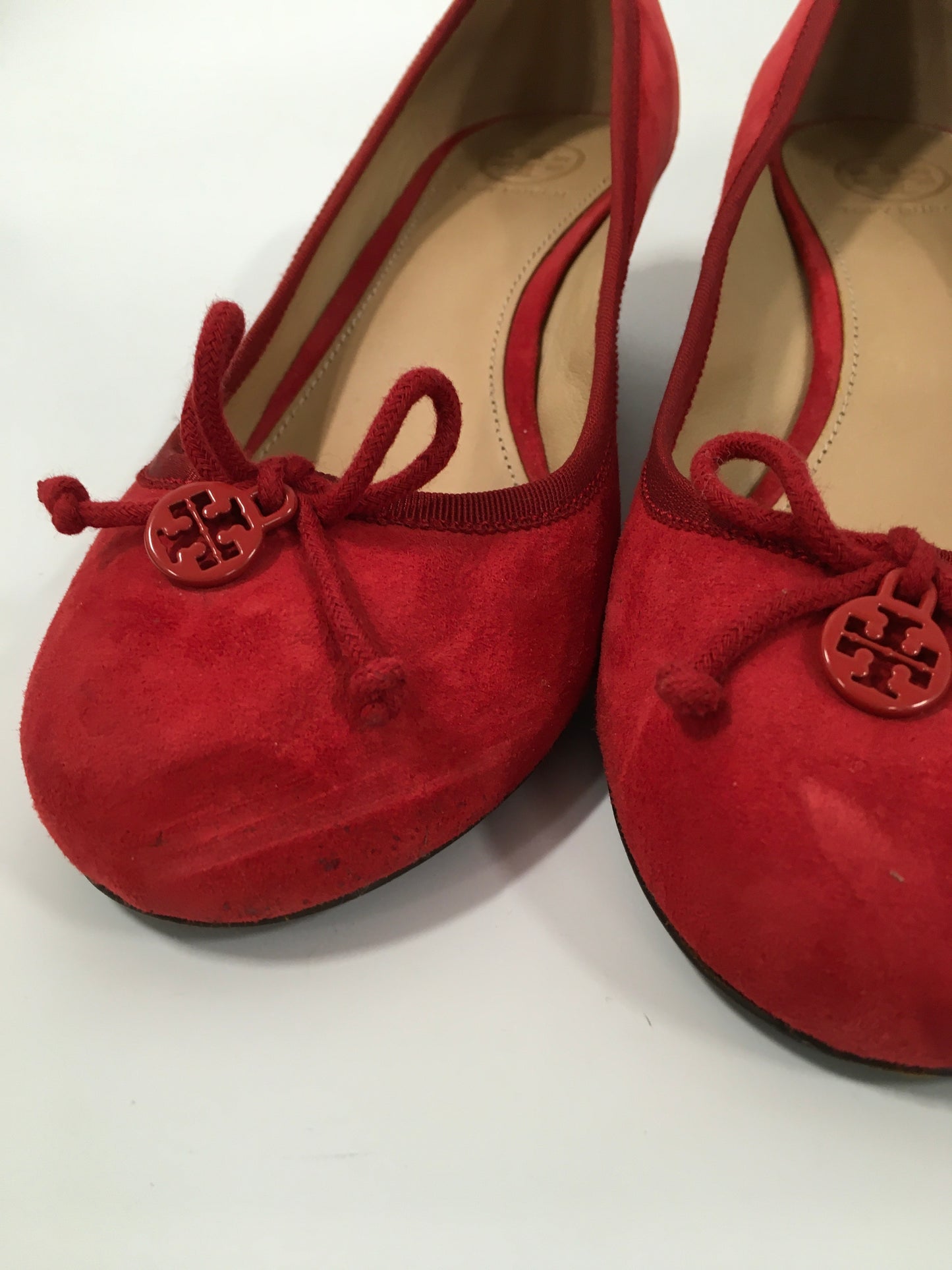 Red Shoes Heels Wedge Tory Burch, Size 8.5