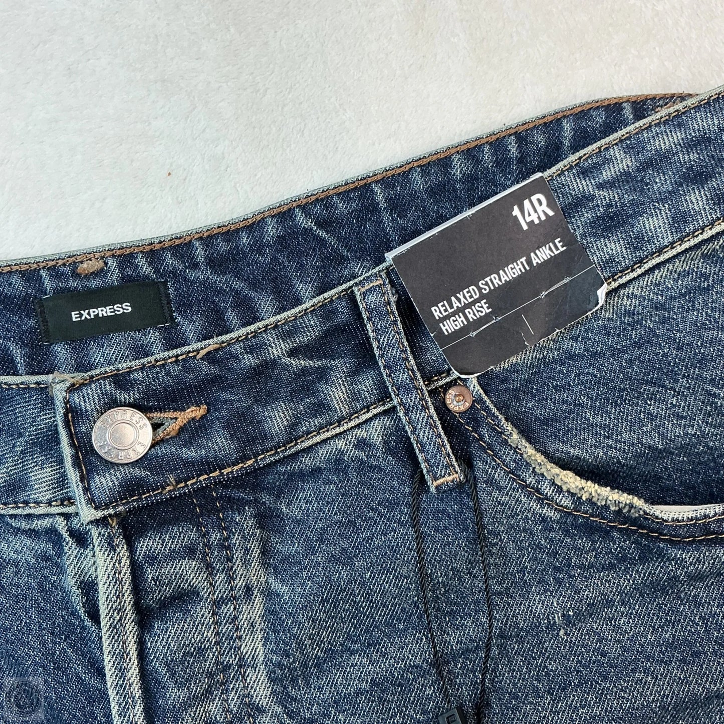 Jeans Straight By Express In Blue Denim, Size: 14