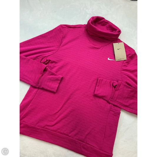 Athletic Top Long Sleeve Collar By Nike In Pink, Size: S