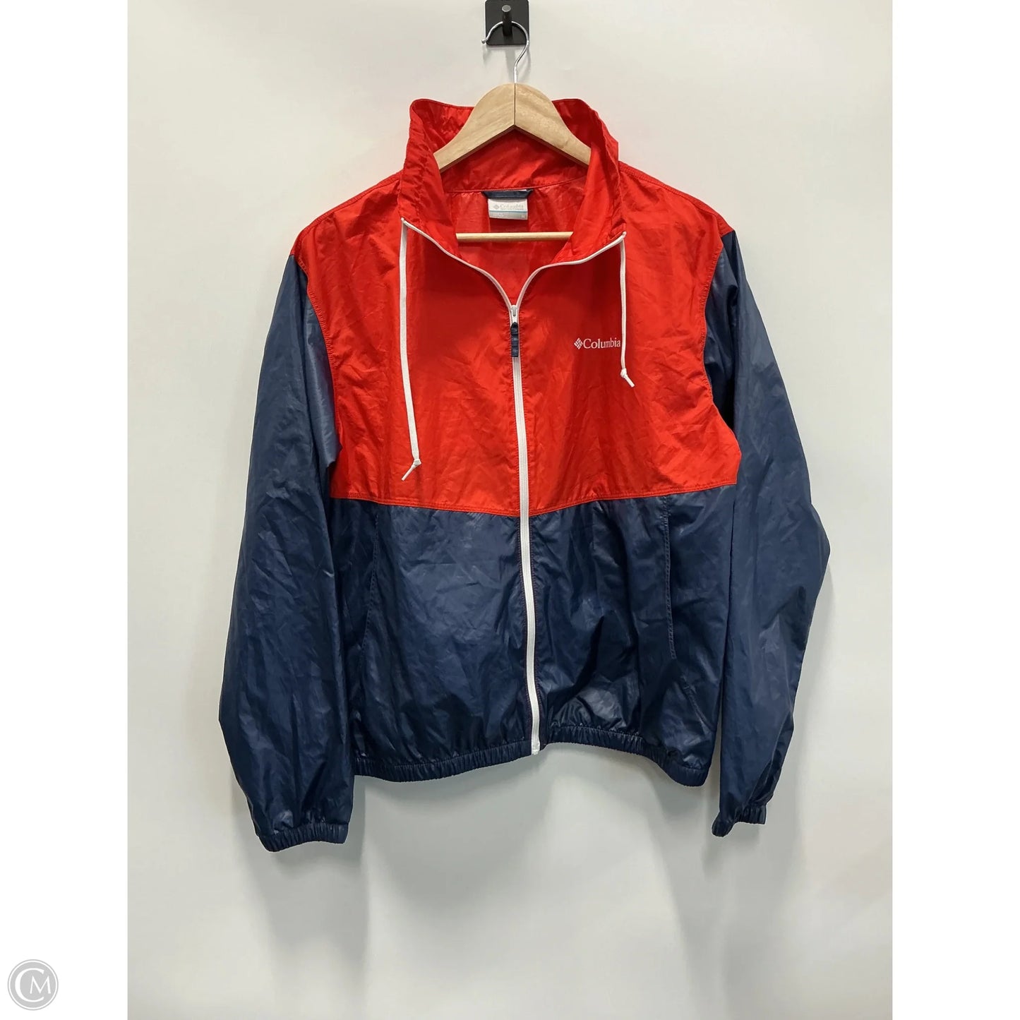 Jacket Windbreaker By Columbia In Blue & Red, Size: M