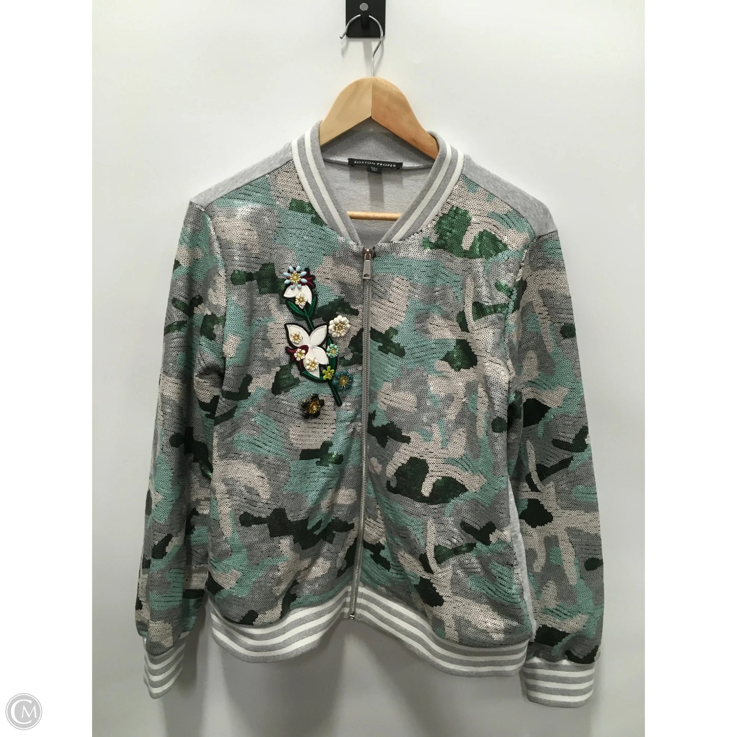 Jacket Other By Boston Proper In Green & Grey, Size: L